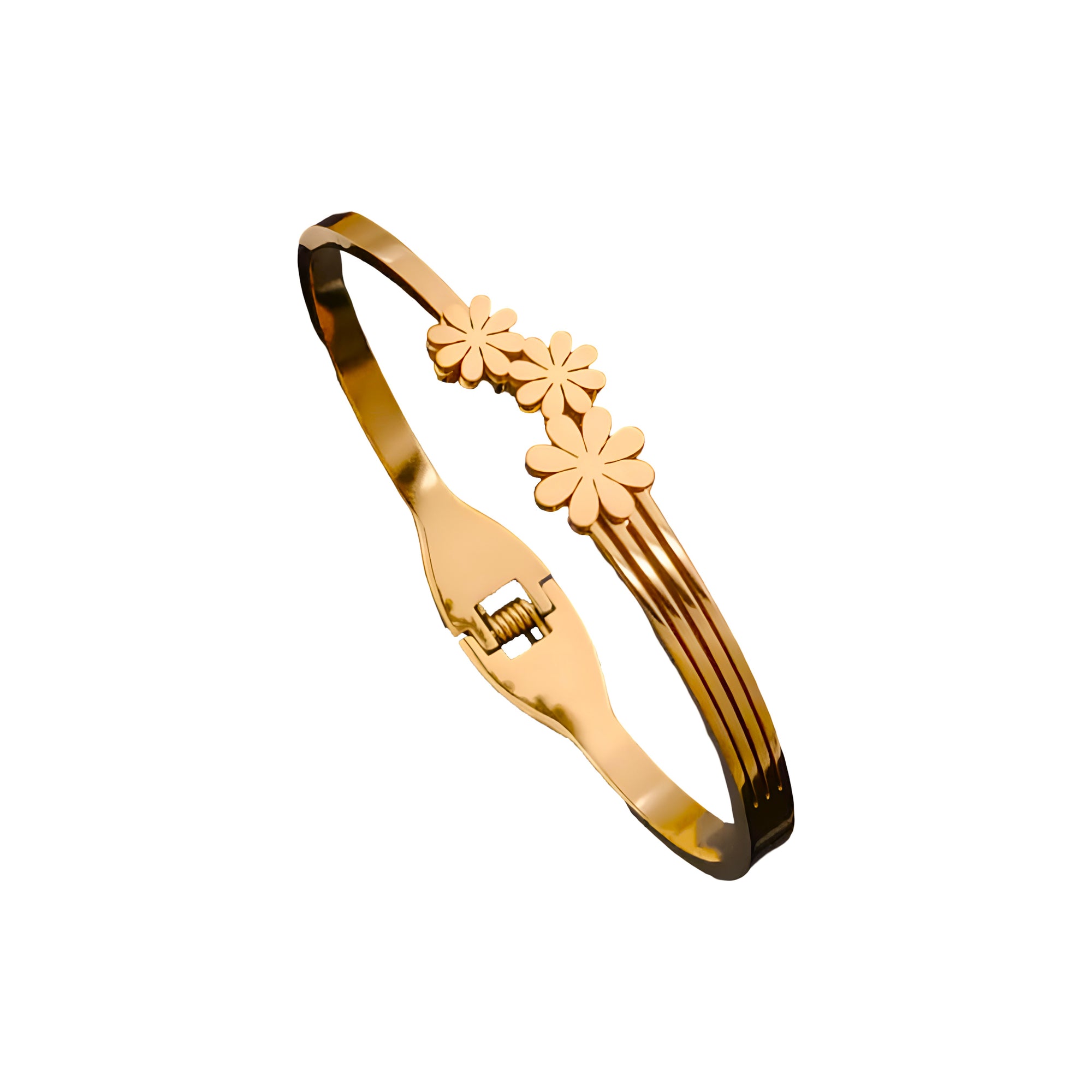 Zychon BloomAura Floral Gold Bangle