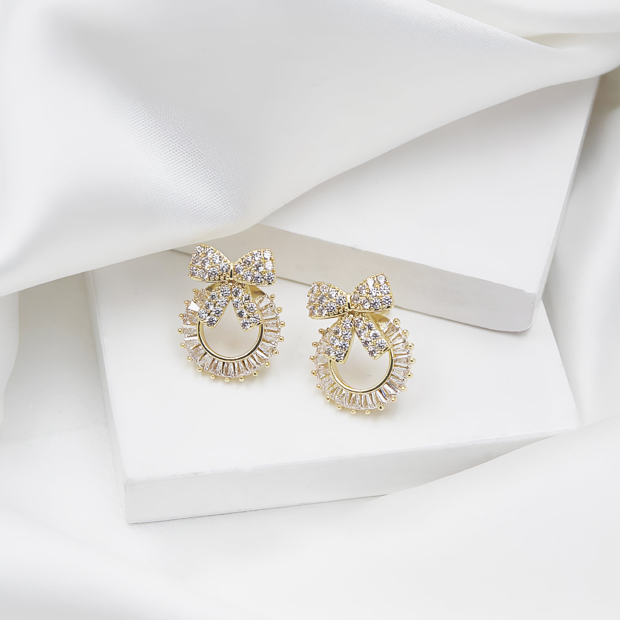 Crystal Charm Bow Earrings