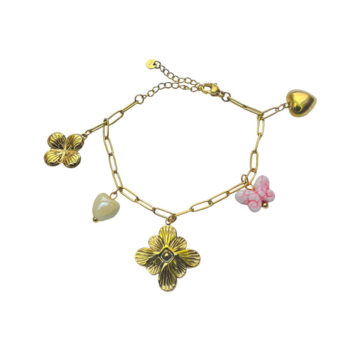 Bloom & Charm Gold Link Bracelet