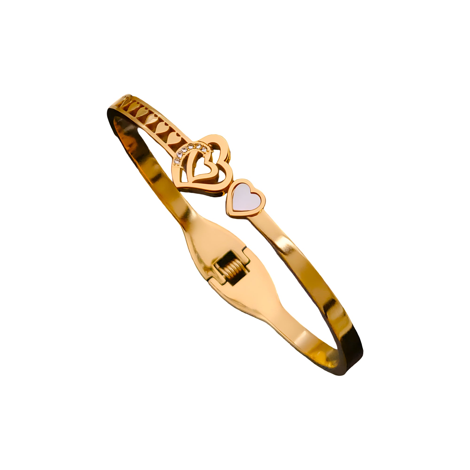 Twin Heart Charm Bracelet – Gold Plated with Crystal Detailing